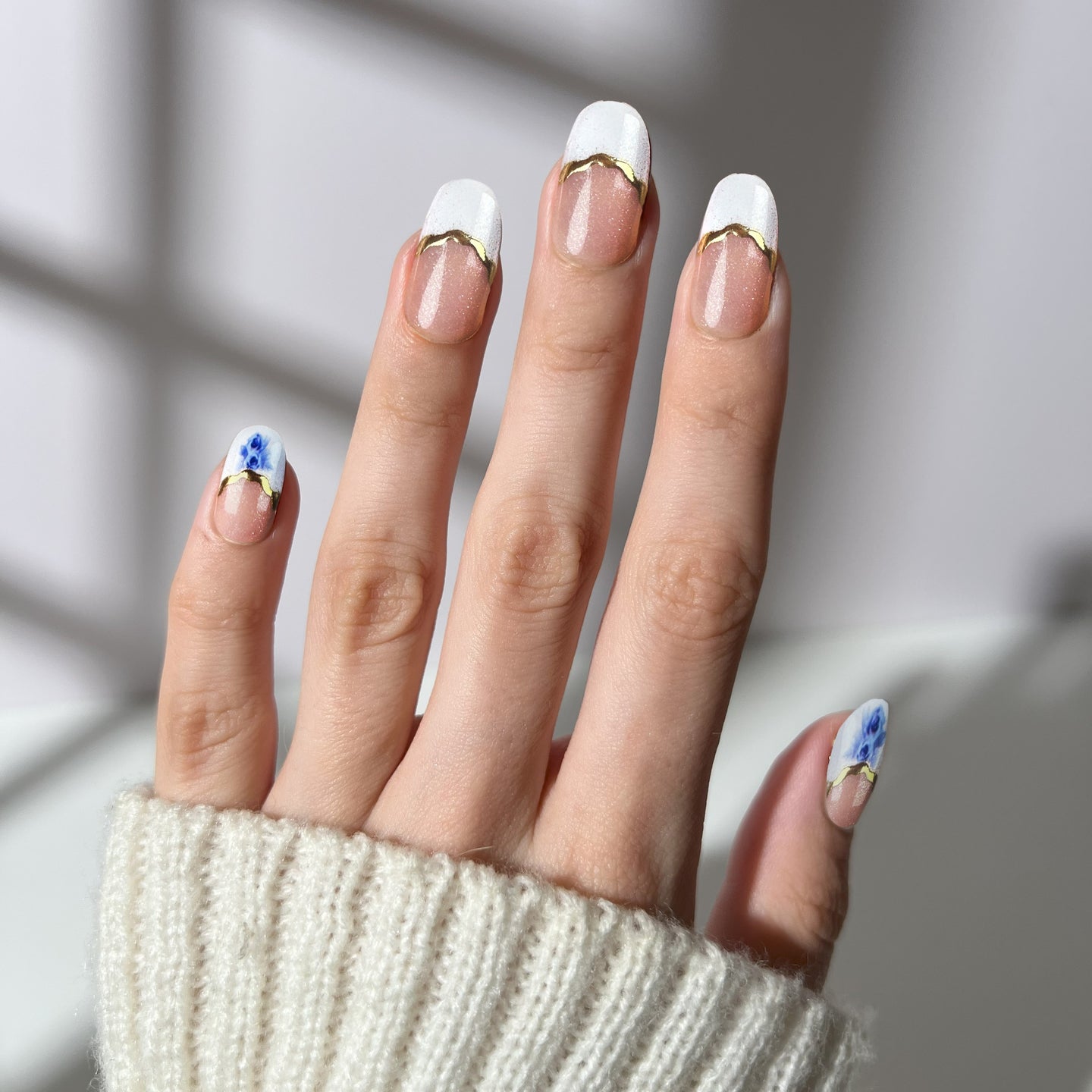 Porcelain Bloom - Oval Sustainable Nails