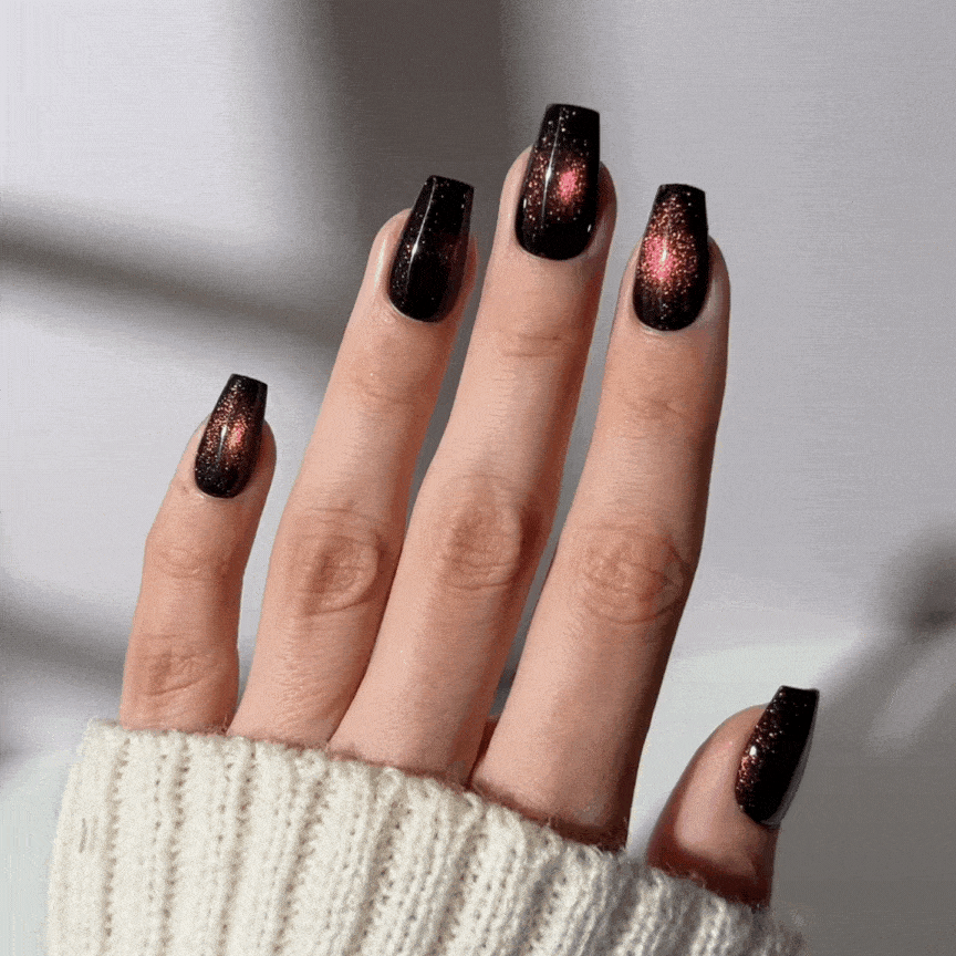 Ruby Cats Eye - Coffin Sustainable Nails