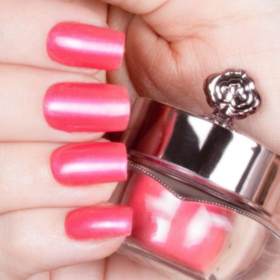 Nails showing rich pink classic shade